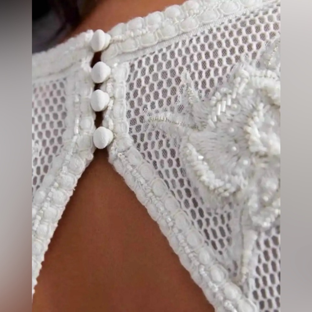 Anthropologie Not So Serious by Pallavi Mohan Deep-V Beaded Mini Dress - Picture 3 of 9